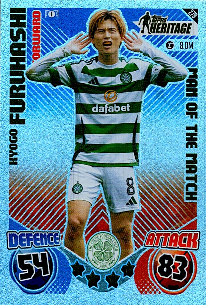 Match Attax Extra 2025 Kyogo Furuhashi Topps Heritage nº279