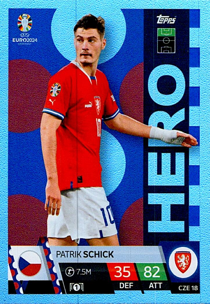 TOPPS MATCH ATTAX UEFA EURO 2024 PATRIK SCHICK REPUBLICA CHECA NºCZE18 HERO