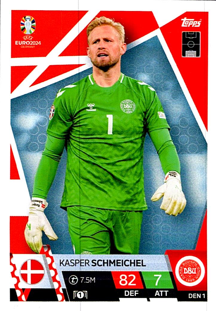 TOPPS MATCH ATTAX UEFA EURO 2024 KASPER SCHMEICHEL DINAMARCA NºDEN1