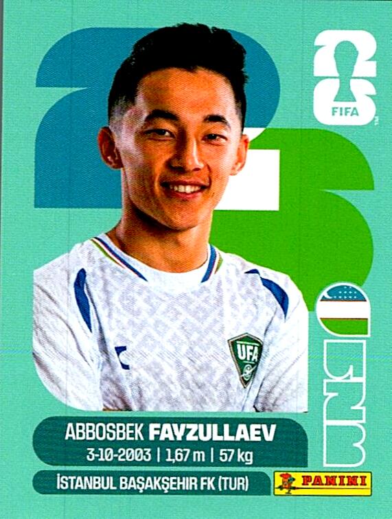 STICKERS FIFA WORLD CUP 2026 ABBOSBEK FAYZULLAEV NºUZB 20