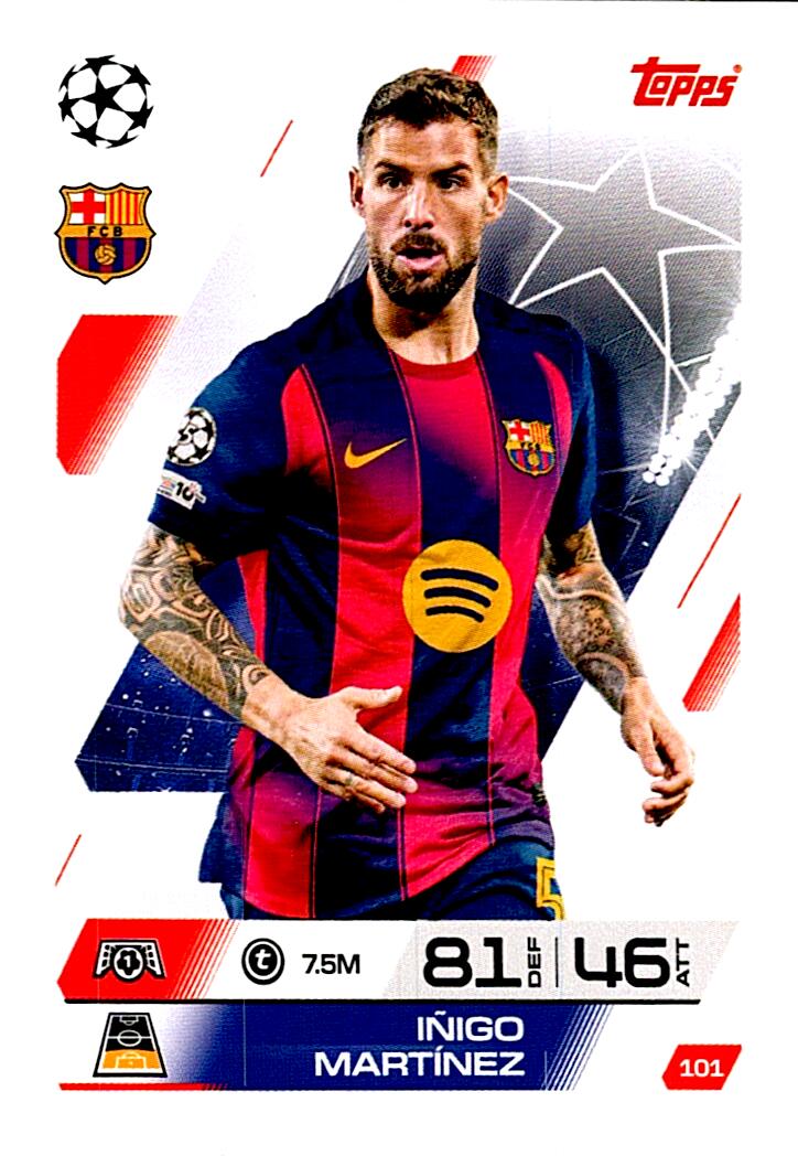 MATCH ATTAX CHAMPIONS LEAGUE 2025/2026 IÑIGO MARTINEZ Nº101