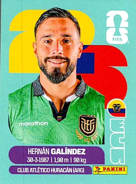 STICKERS FIFA WORLD CUP 2026 HERNAN GALINDEZ NºECU 2