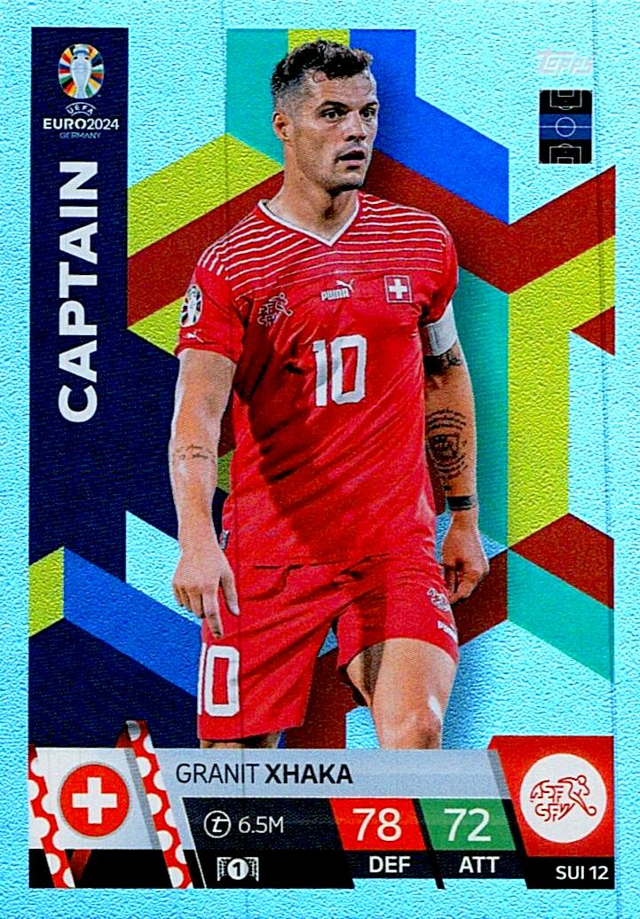 TOPPS MATCH ATTAX UEFA EURO 2024 GRANIT XHAKA SUIZA NºSUI12 CAPTAIN