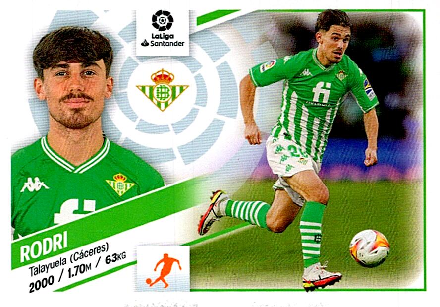 Cromo Liga Este 2022/2023 RODRI REAL BETIS Nº16A