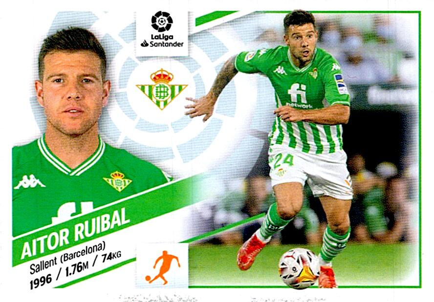 Cromo Liga Este 2022/2023 AITOR RUIBAL REAL BETIS Nº16B