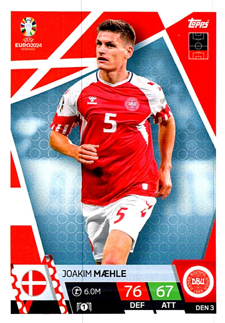 TOPPS MATCH ATTAX UEFA EURO 2024 JOAKIM MAEHLE DINAMARCA NºDEN3