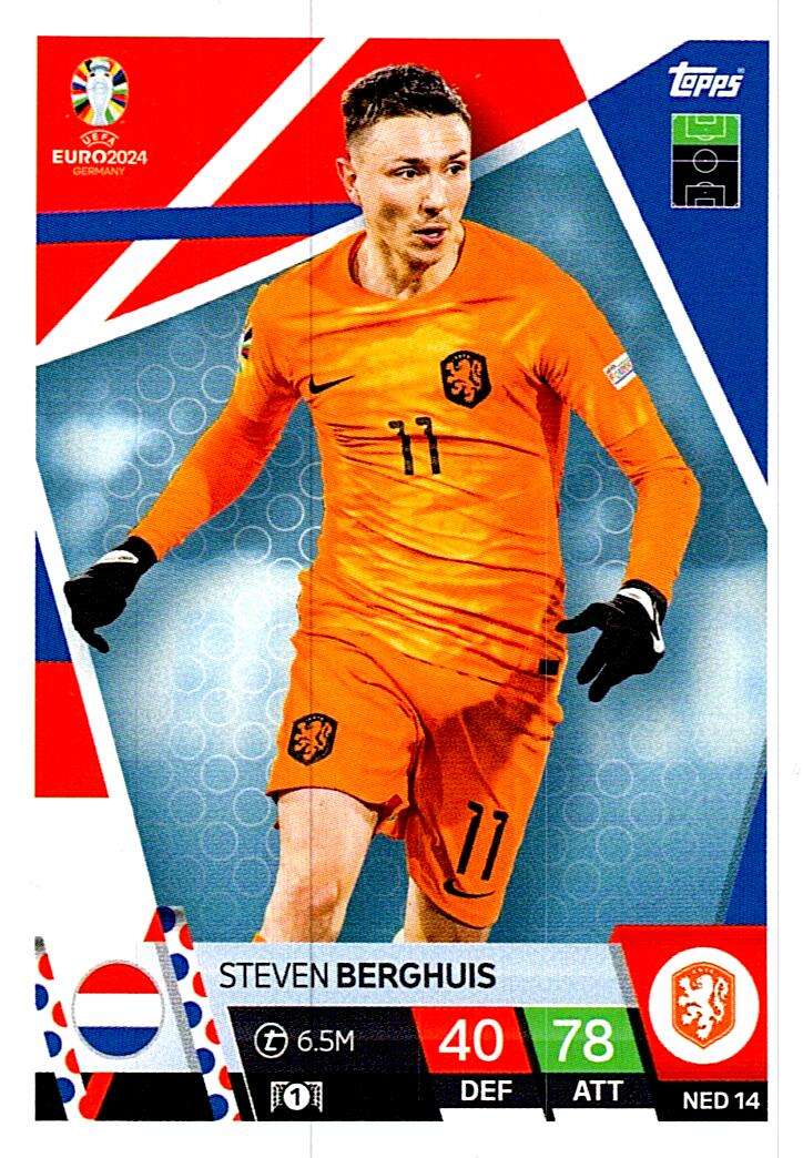 TOPPS MATCH ATTAX UEFA EURO 2024 STEVEN BERGHUIS HOLANDA NºNED14