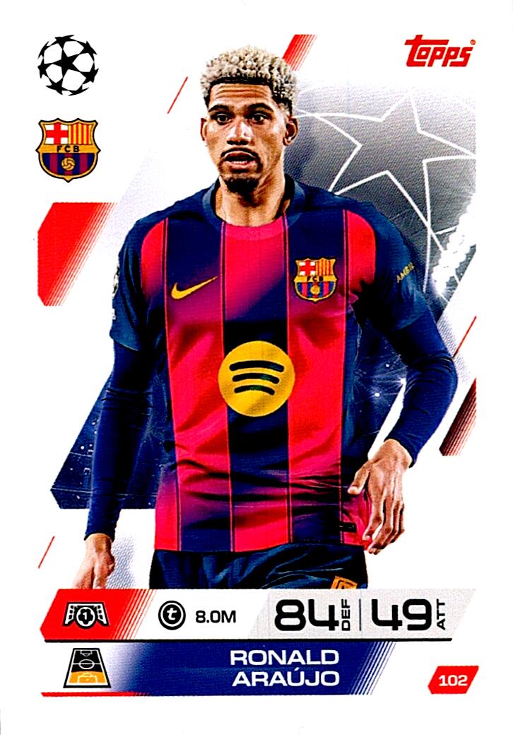 MATCH ATTAX CHAMPIONS LEAGUE 2025/2026 RONALD ARAUJO Nº102