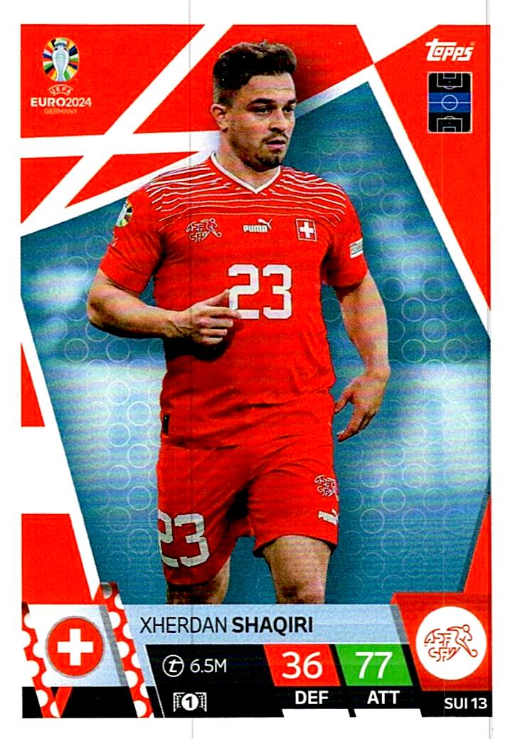 TOPPS MATCH ATTAX UEFA EURO 2024 XHERDAN SHAQIRI SUIZA NºSUI13