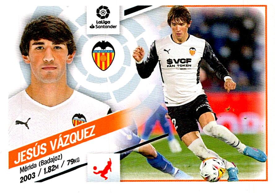 Cromo Liga Este 2022/2023 JESUS VAZQUEZ VALENCIA CF Nº7 SEGUNDA EDICION