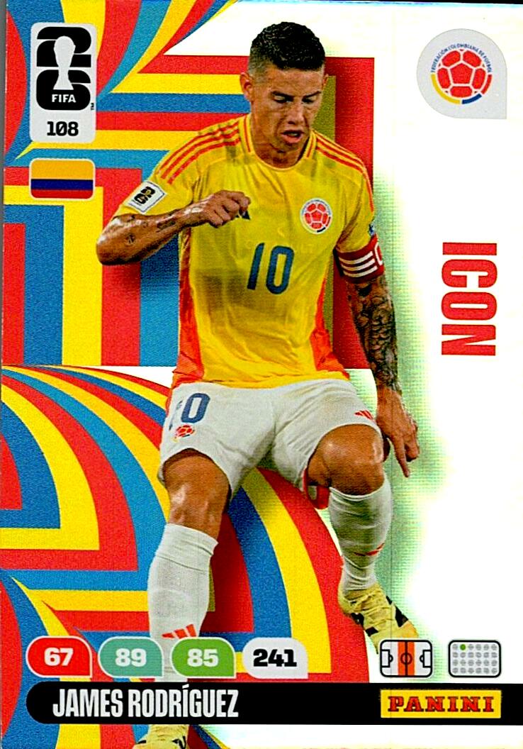 ADRENALYN WORLD CUP 2026 JAMES RODRIGUEZ COLOMBIA ICON Nº108