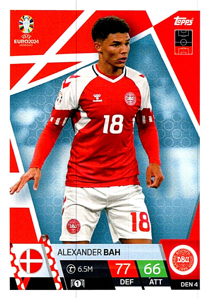 TOPPS MATCH ATTAX UEFA EURO 2024 ALEXANDER BAH DINAMARCA NºDEN4