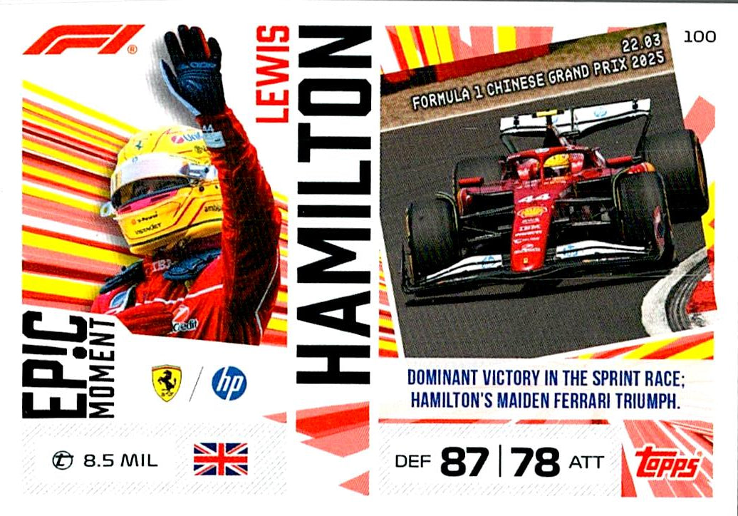 TURBO ATTAX FORMULA 1 2026 LEWIS HAMILTON  Nº100