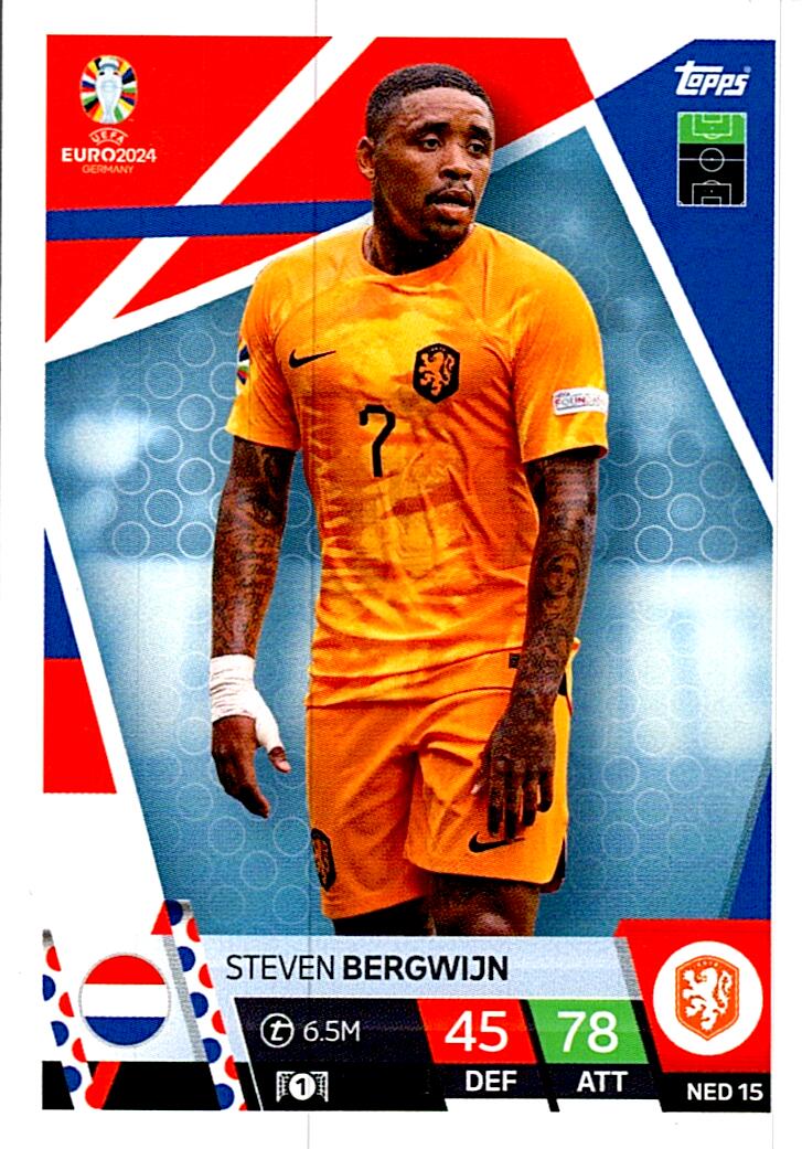 TOPPS MATCH ATTAX UEFA EURO 2024 STEVEN BERGWIJN HOLANDA NºNED15