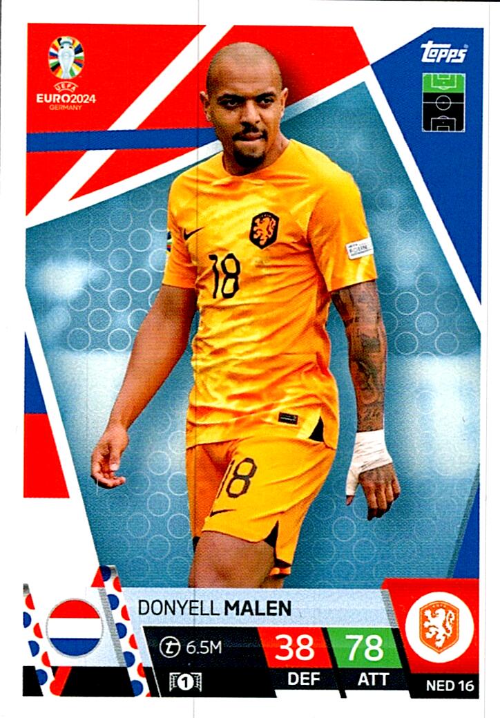 TOPPS MATCH ATTAX UEFA EURO 2024 DONYELL MALEN HOLANDA NºNED16