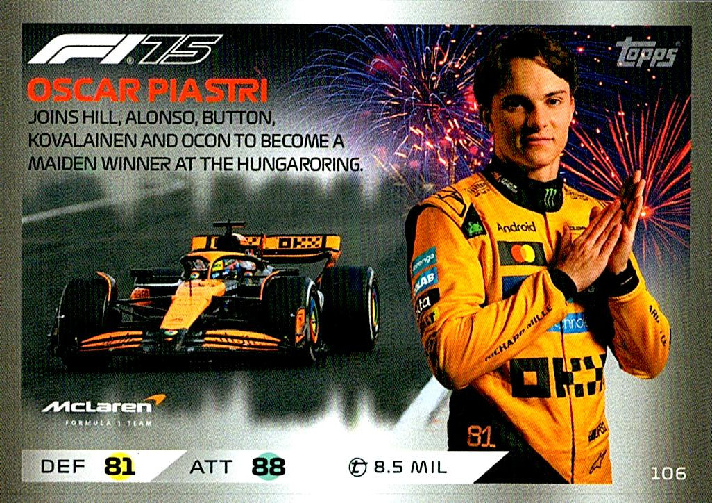 Turbo Attax 2025 OSCAR PIASTRI nº106
