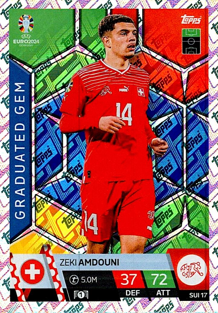 TOPPS MATCH ATTAX UEFA EURO 2024 ZEKI AMDOUNI SUIZA NºSUI17 GRADUATED GEM