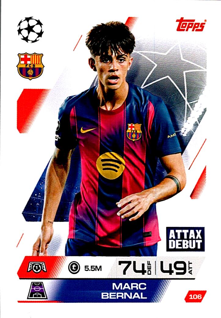 MATCH ATTAX CHAMPIONS LEAGUE 2025/2026 MARC BERNAL Nº106