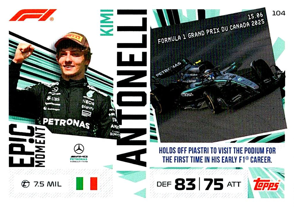TURBO ATTAX FORMULA 1 2026 KIMI ANTONELLI Nº104