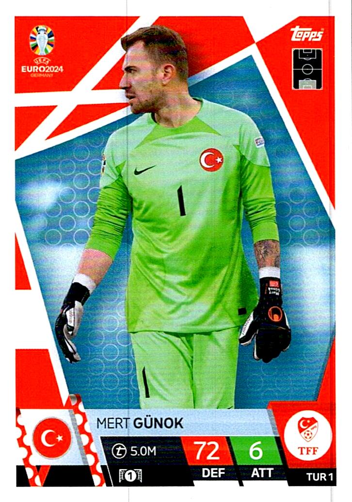 TOPPS MATCH ATTAX UEFA EURO 2024 MERT GÜNOK TURQUIA NºTUR1