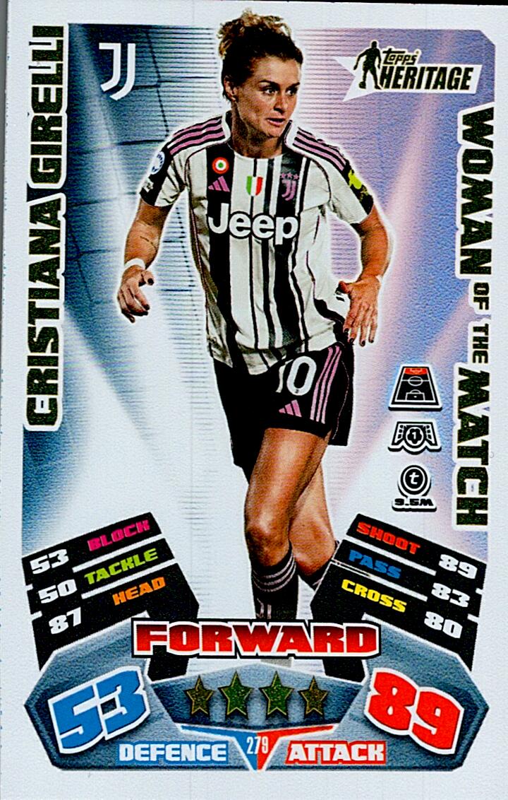 TOPPS MATCH ATTAX EXTRA 2025/26 CRISTIANA GIRELLI TOPPS HERITAGE Nº279