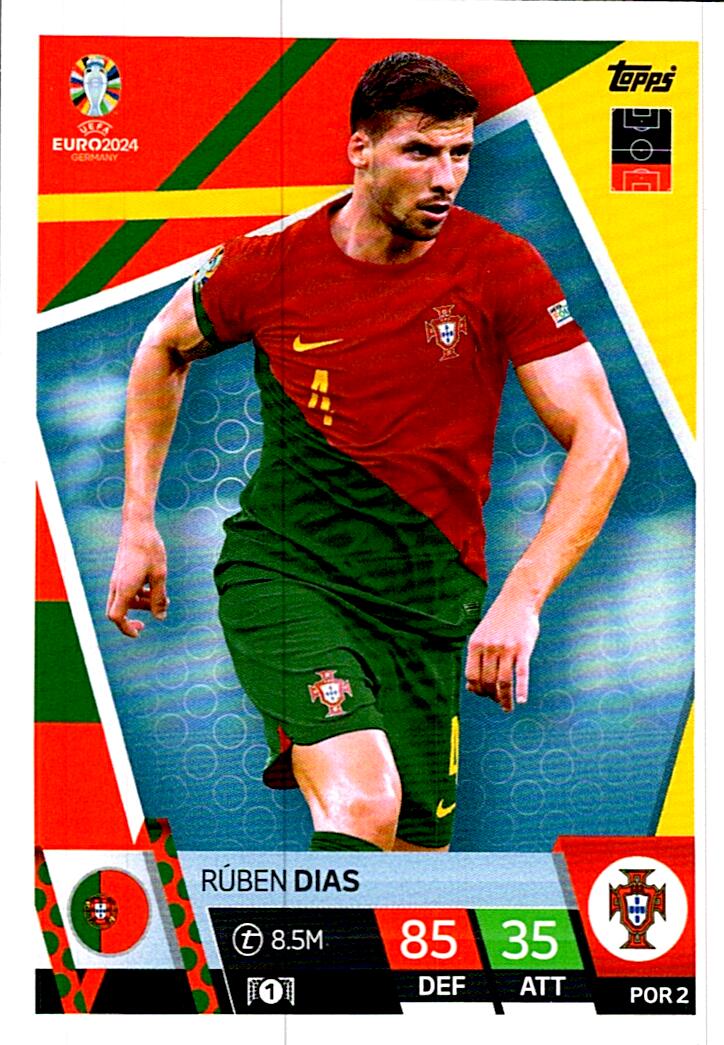 TOPPS MATCH ATTAX UEFA EURO 2024 RUBEN DIAS PORTUGAL NºPOR2