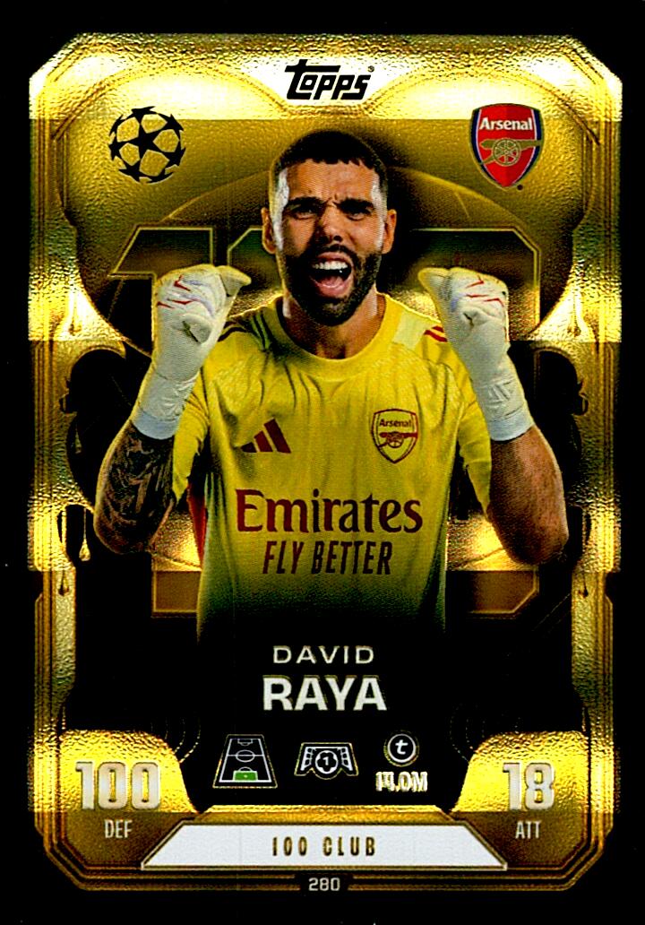 TOPPS MATCH ATTAX EXTRA 2025/26 DAVID RAYA 100 CLUB Nº280