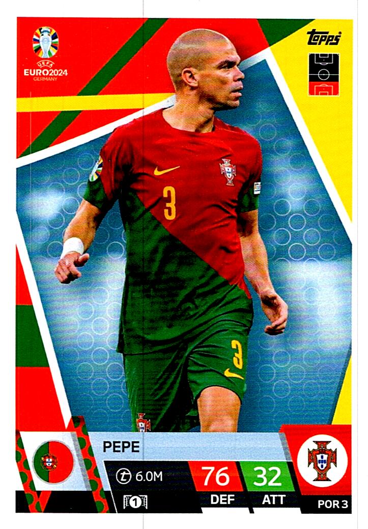 TOPPS MATCH ATTAX UEFA EURO 2024 PEPE PORTUGAL NºPOR3