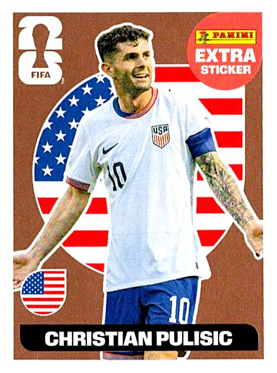 STICKERS FIFA WORLD CUP 2026 CHRISTIAN PULISIC EXTRA STICKER BRONZE