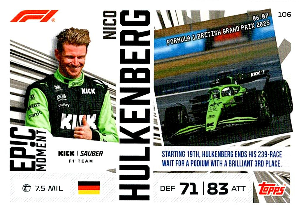 TURBO ATTAX FORMULA 1 2026 NICO HULKENBERG Nº106