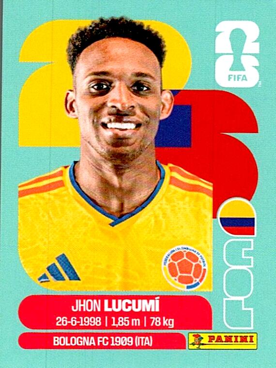 STICKERS FIFA WORLD CUP 2026 JHON LUCUMI NºCOL 8