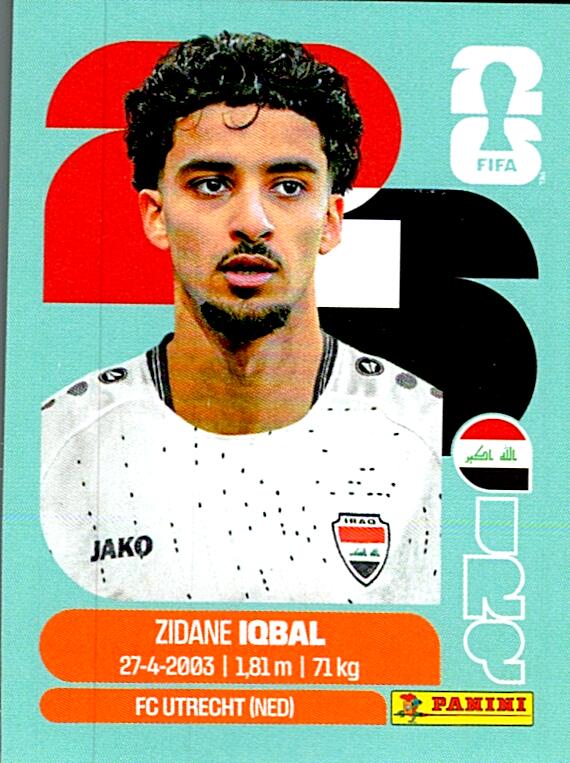 STICKERS FIFA WORLD CUP 2026 ZIDANE IQBAL NºIRQ 9