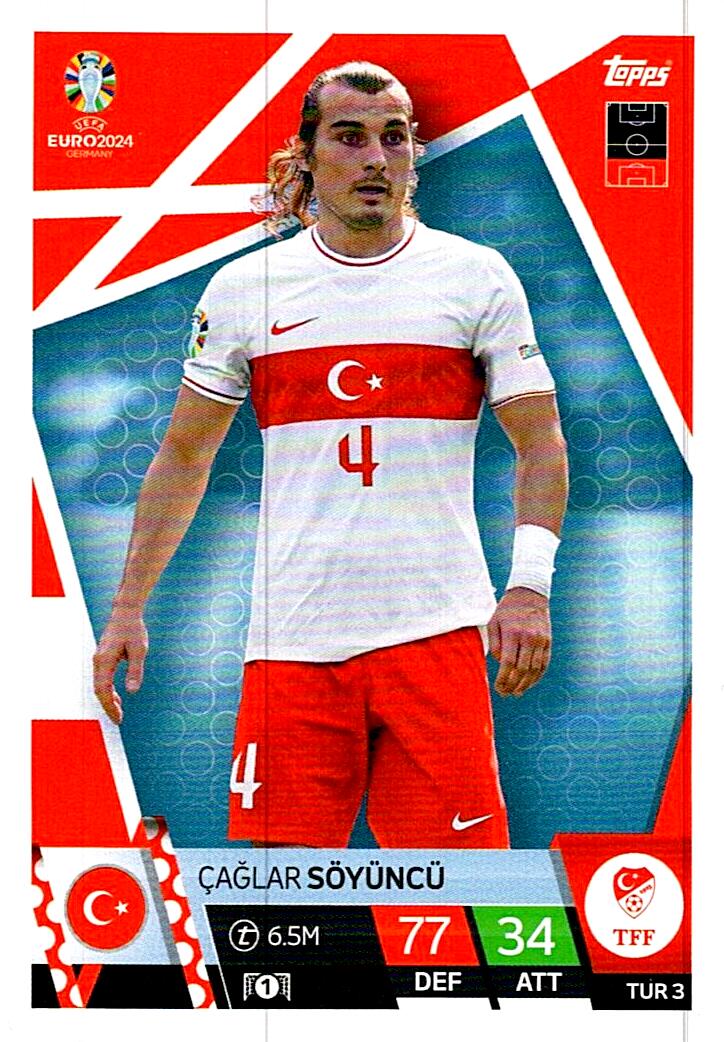 TOPPS MATCH ATTAX UEFA EURO 2024 CAGLAR SÖYÜNKÜ TURQUIA NºTUR3