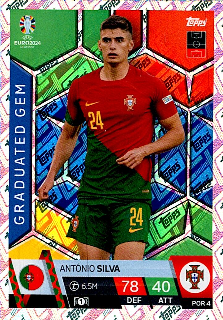 TOPPS MATCH ATTAX UEFA EURO 2024 ANTONIO SILVA PORTUGAL NºPOR4 GRADUATED GEM