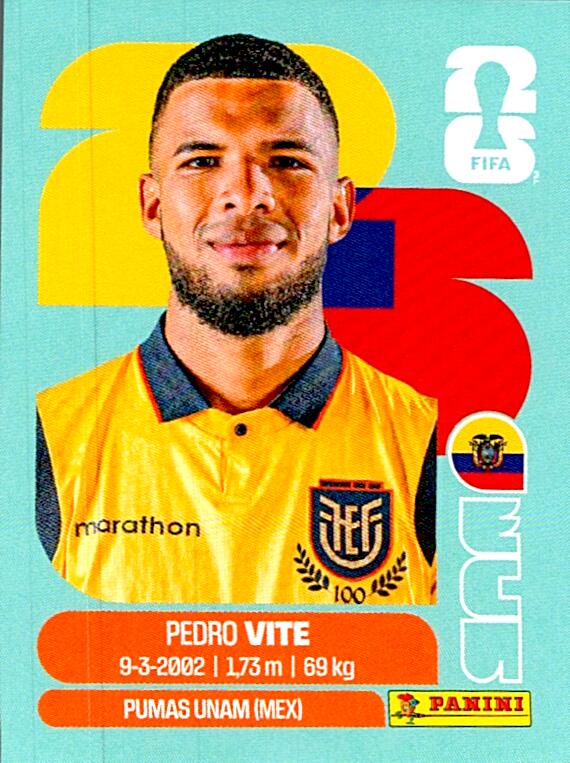 STICKERS FIFA WORLD CUP 2026 PEDRO VITE NºECU 12