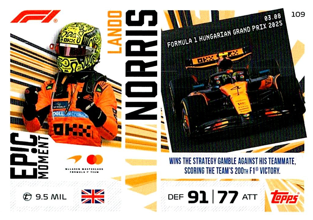 TURBO ATTAX FORMULA 1 2026 LANDO NORRIS Nº109