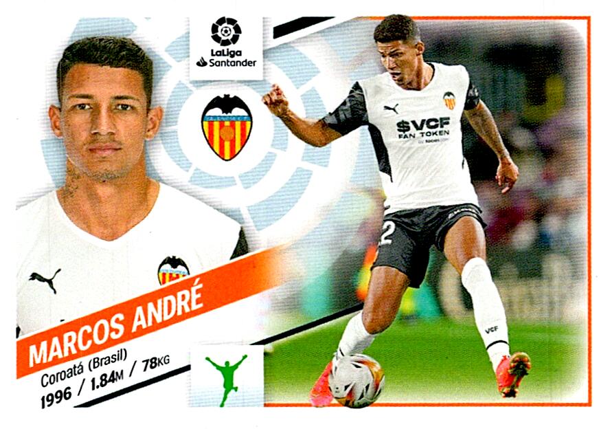 Cromo Liga Este 2022/2023 MARCOS ANDRE VALENCIA CF Nº18