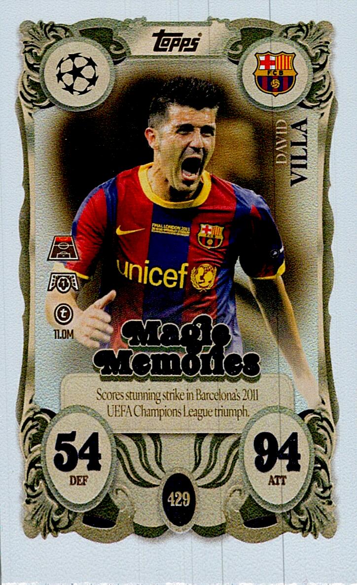 MATCH ATTAX CHAMPIONS LEAGUE 2025/2026 DAVID VILLA MAGIE MEMORIES Nº429
