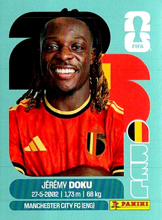 STICKERS FIFA WORLD CUP 2026 JEREMY DOKU NºBEL 16