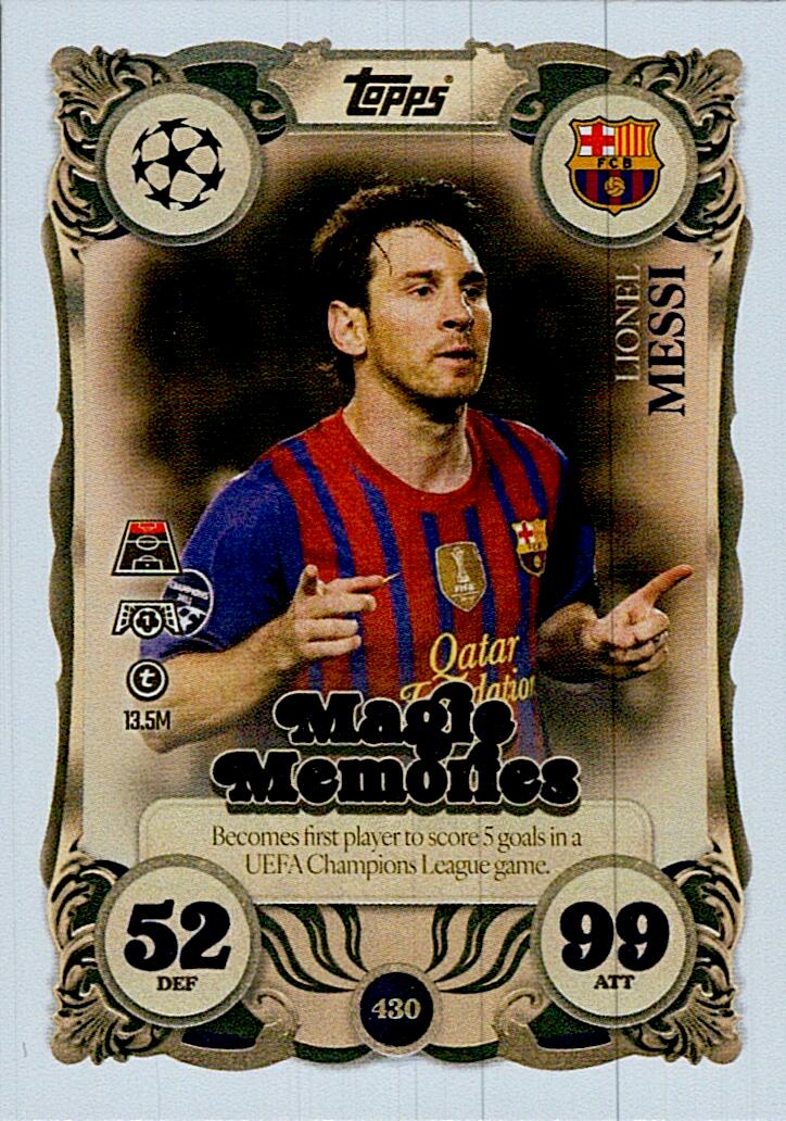 MATCH ATTAX CHAMPIONS LEAGUE 2025/2026 LIONEL MESSI MAGIE MEMORIES Nº430