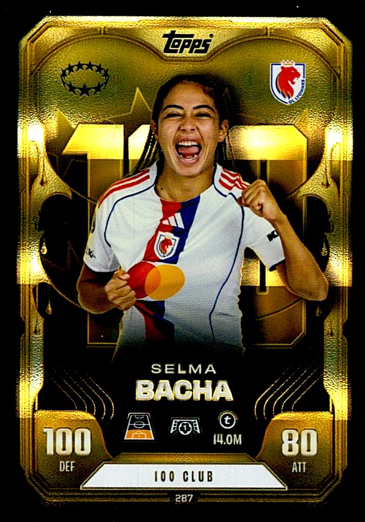 TOPPS MATCH ATTAX EXTRA 2025/26 SELMA BACHA 100 CLUB Nº287