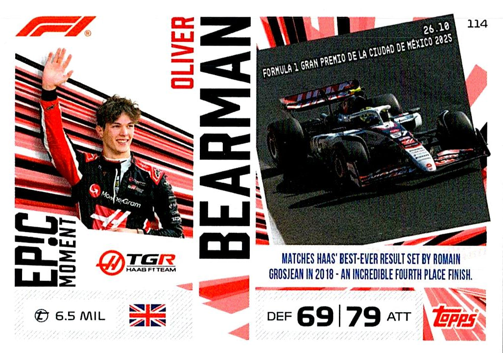 TURBO ATTAX FORMULA 1 2026 OLIVER BEARMAN  Nº114