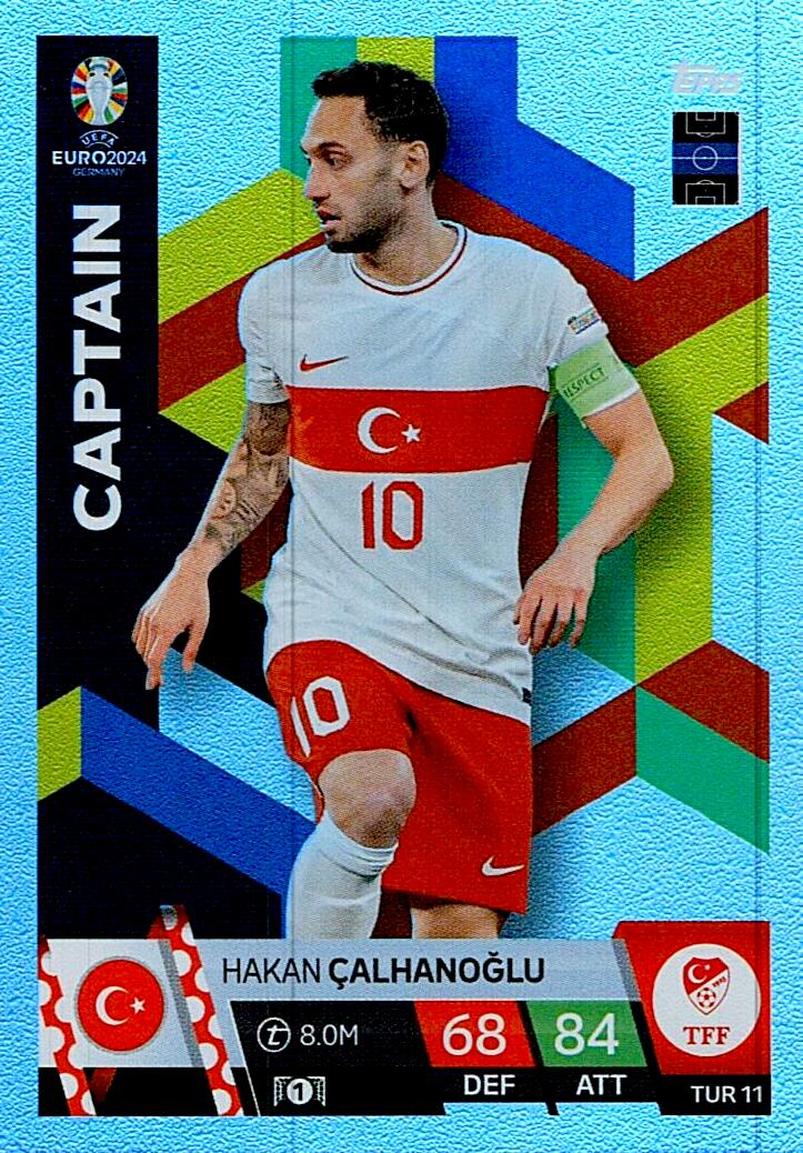 TOPPS MATCH ATTAX UEFA EURO 2024 HAKAN CALHANOGLU TURQUIA NºTUR11 CAPTAIN
