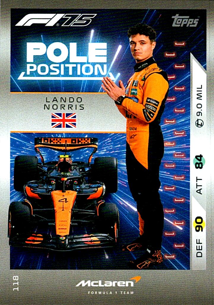 Turbo Attax 2025 POLE POSITION LANDO NORRIS nº118