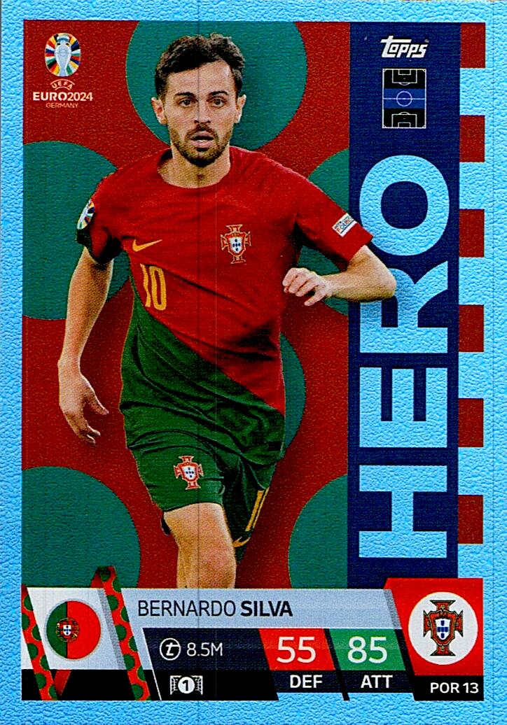 TOPPS MATCH ATTAX UEFA EURO 2024 BERNARDO SILVA PORTUGAL NºPOR13 HERO