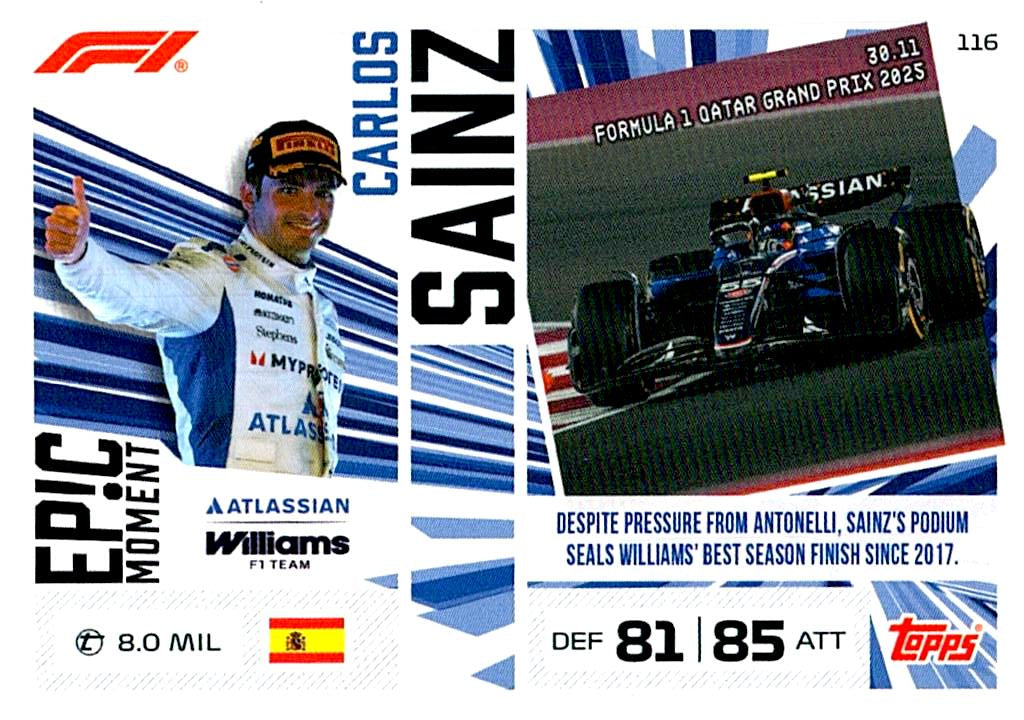 TURBO ATTAX FORMULA 1 2026 CARLOS SAINZ  Nº112