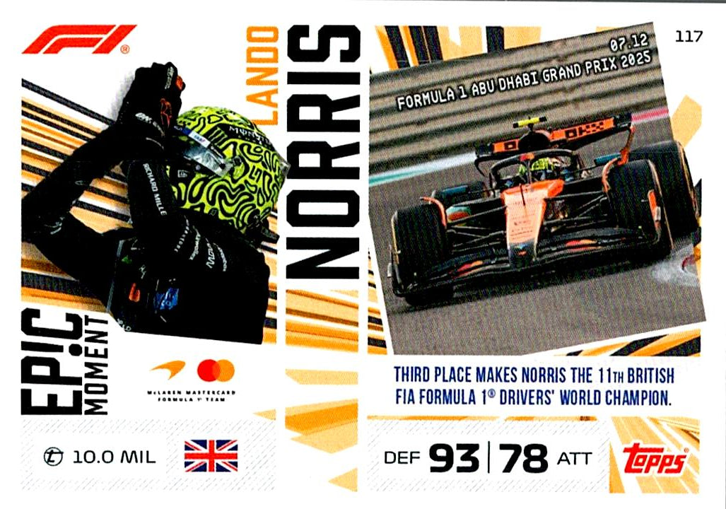 TURBO ATTAX FORMULA 1 2026 LANDO NORRIS Nº117