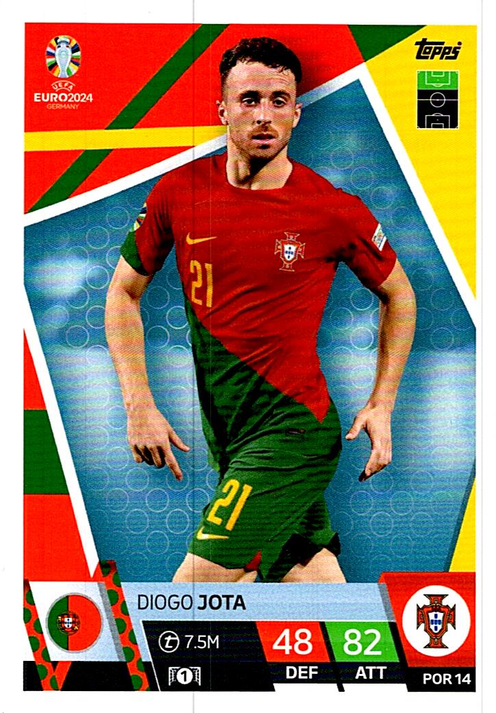 TOPPS MATCH ATTAX UEFA EURO 2024 DIOGO JOTA PORTUGAL NºPOR14