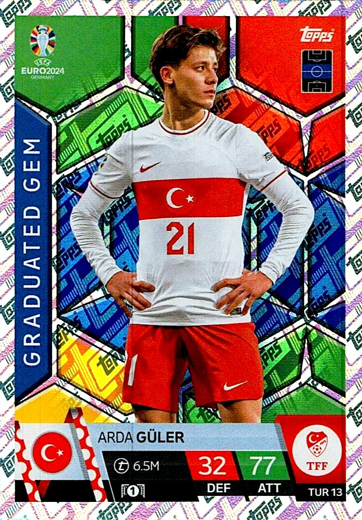 TOPPS MATCH ATTAX UEFA EURO 2024 ARDA GÜLER TURQUIA NºTUR13 GRADUATED GEM