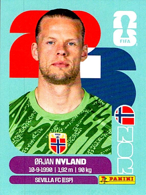 STICKERS FIFA WORLD CUP 2026 ORJAN NYLAND NºNOR 2
